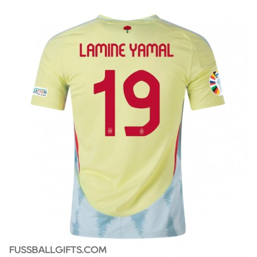 Spanien Lamine Yamal #19 Fußballbekleidung Auswärtstrikot EM 2024 Kurzarm